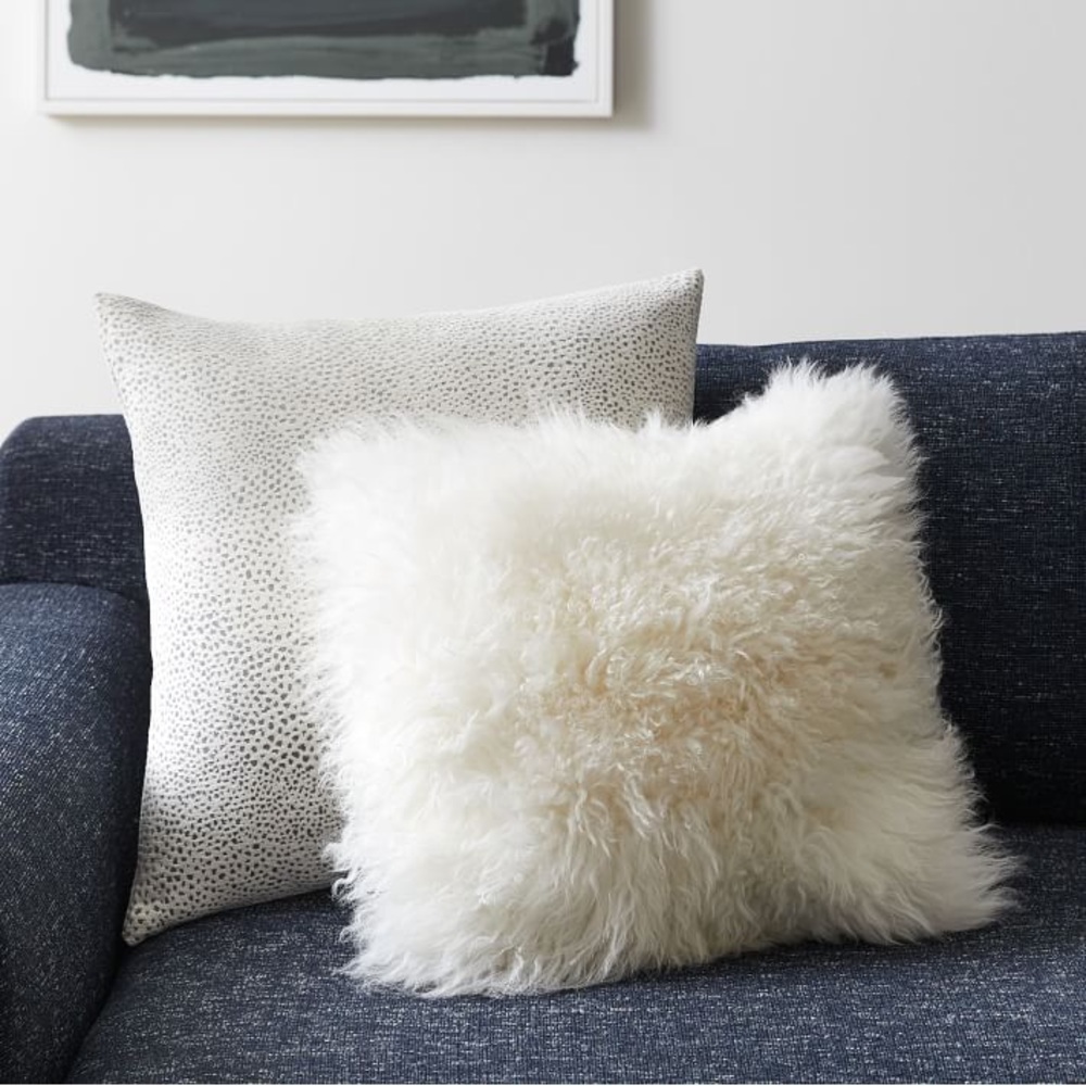 West Elm Mongolian Lamb Fur Pillow Cover